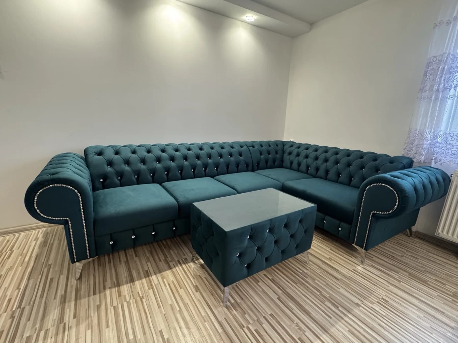 Narożnik Chesterfield zielony, Kraków