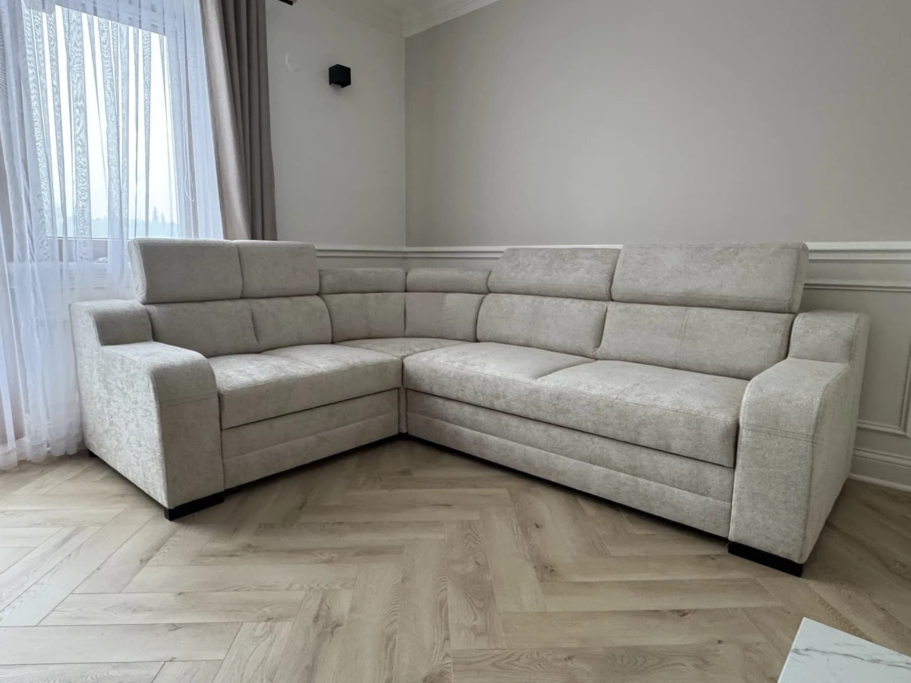 Narożnik zielony velvet z pufą, Kraków