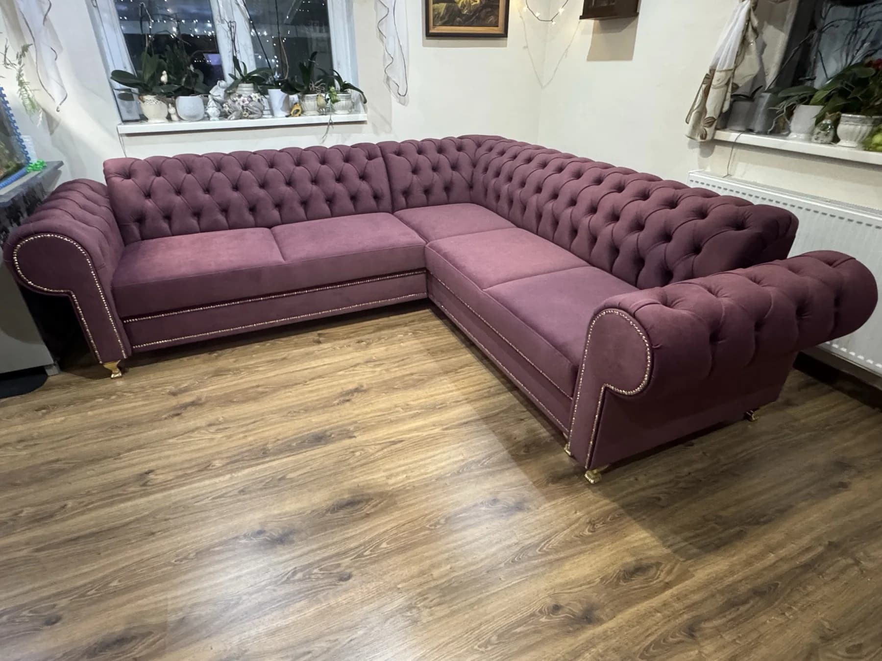 Narożnik Chesterfield śliwkowy, Myślenice